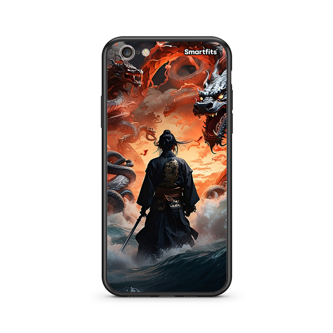 iphone 6 6s Dragons Fight θήκη από τη Smartfits με σχέδιο στο πίσω μέρος και μαύρο περίβλημα | Smartphone case with colorful back and black bezels by Smartfits