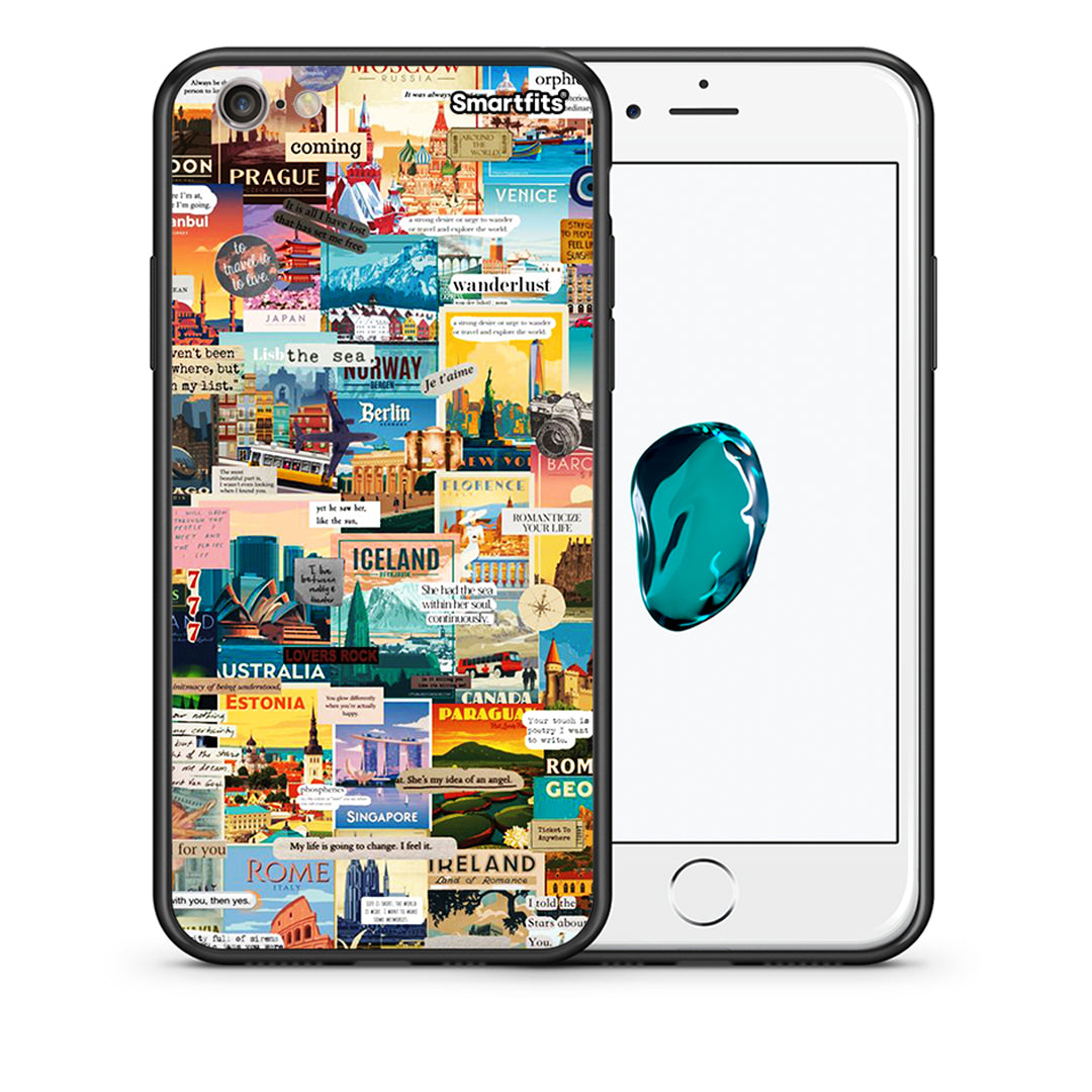 Θήκη iPhone 7/8/SE 2020 Live To Travel από τη Smartfits με σχέδιο στο πίσω μέρος και μαύρο περίβλημα | iPhone 7/8/SE 2020 Live To Travel case with colorful back and black bezels