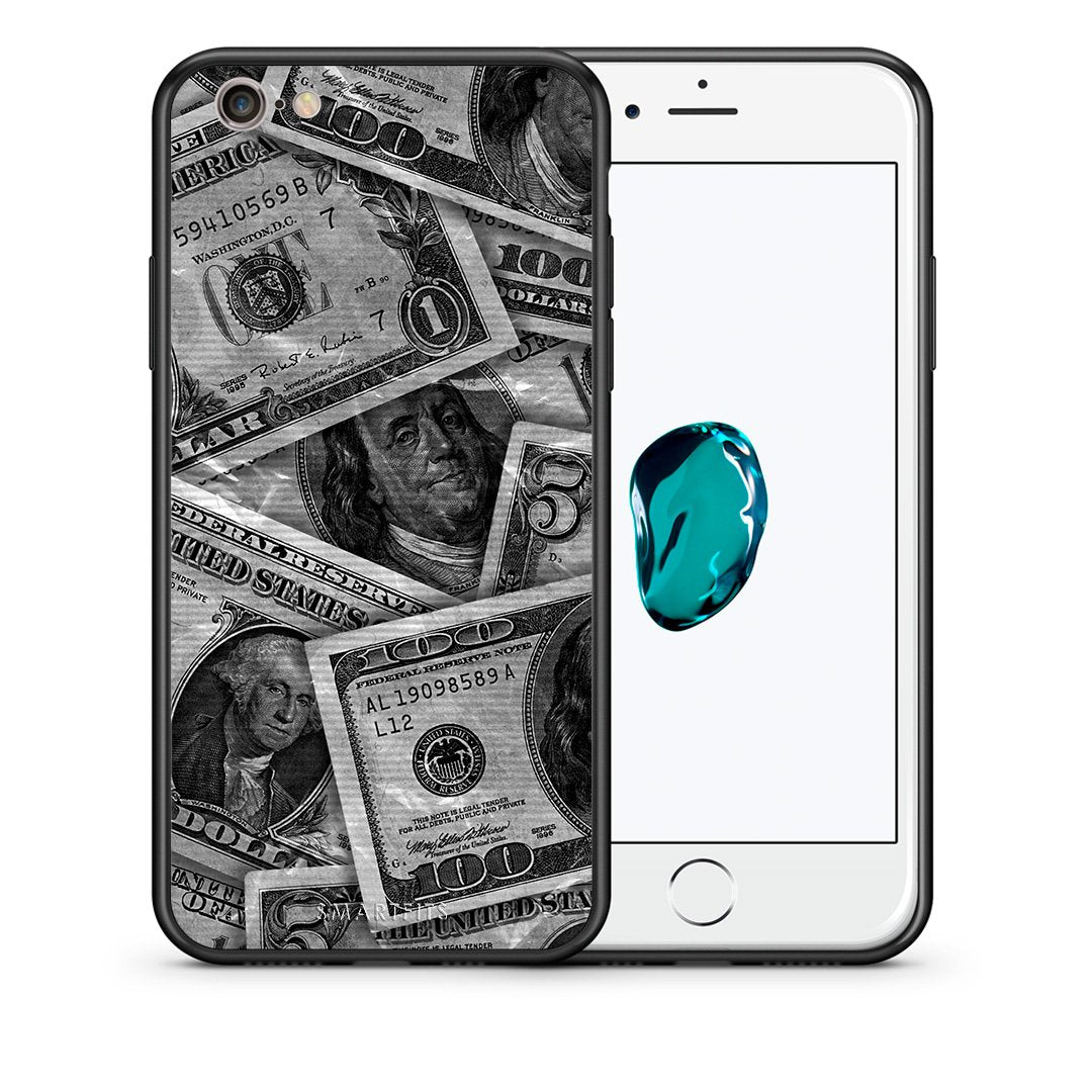 Θήκη iPhone 6/6s Money Dollars από τη Smartfits με σχέδιο στο πίσω μέρος και μαύρο περίβλημα | iPhone 6/6s Money Dollars case with colorful back and black bezels