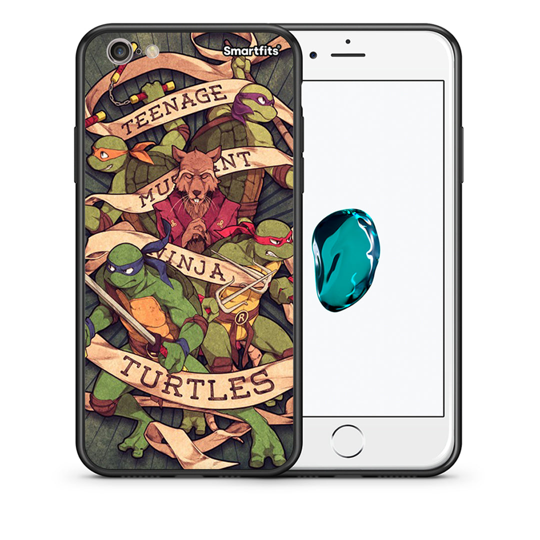 Θήκη iPhone 7/8/SE 2020 Ninja Turtles από τη Smartfits με σχέδιο στο πίσω μέρος και μαύρο περίβλημα | iPhone 7/8/SE 2020 Ninja Turtles case with colorful back and black bezels