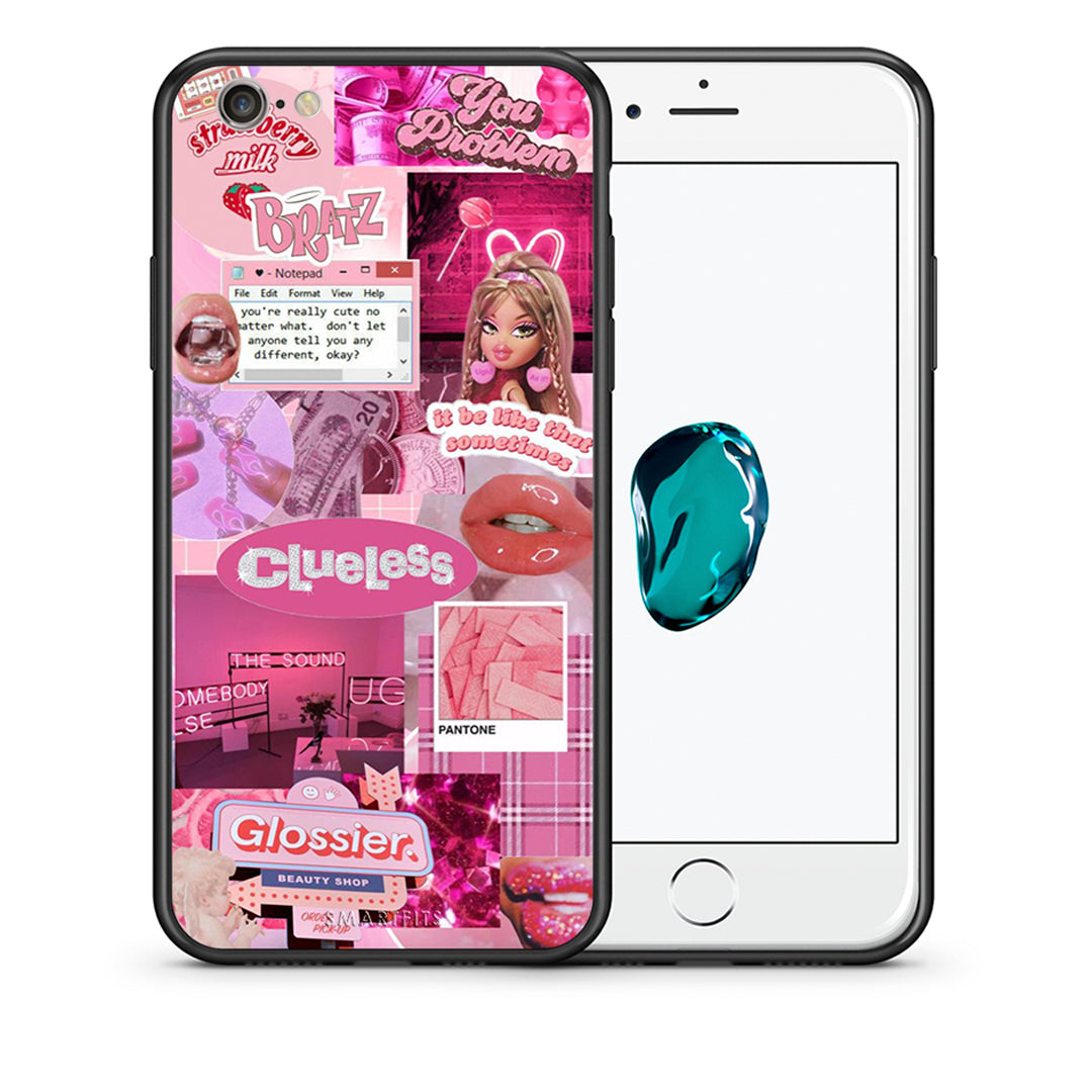 Θήκη Αγίου Βαλεντίνου iPhone 6 / 6s Pink Love από τη Smartfits με σχέδιο στο πίσω μέρος και μαύρο περίβλημα | iPhone 6 / 6s Pink Love case with colorful back and black bezels