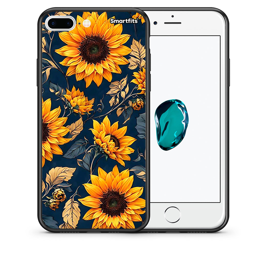 Θήκη iPhone 7 Plus / 8 Plus Autumn Sunflowers από τη Smartfits με σχέδιο στο πίσω μέρος και μαύρο περίβλημα | iPhone 7 Plus / 8 Plus Autumn Sunflowers case with colorful back and black bezels