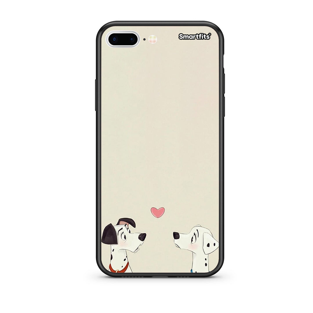 iPhone 7 Plus/8 Plus Dalmatians Love θήκη από τη Smartfits με σχέδιο στο πίσω μέρος και μαύρο περίβλημα | Smartphone case with colorful back and black bezels by Smartfits