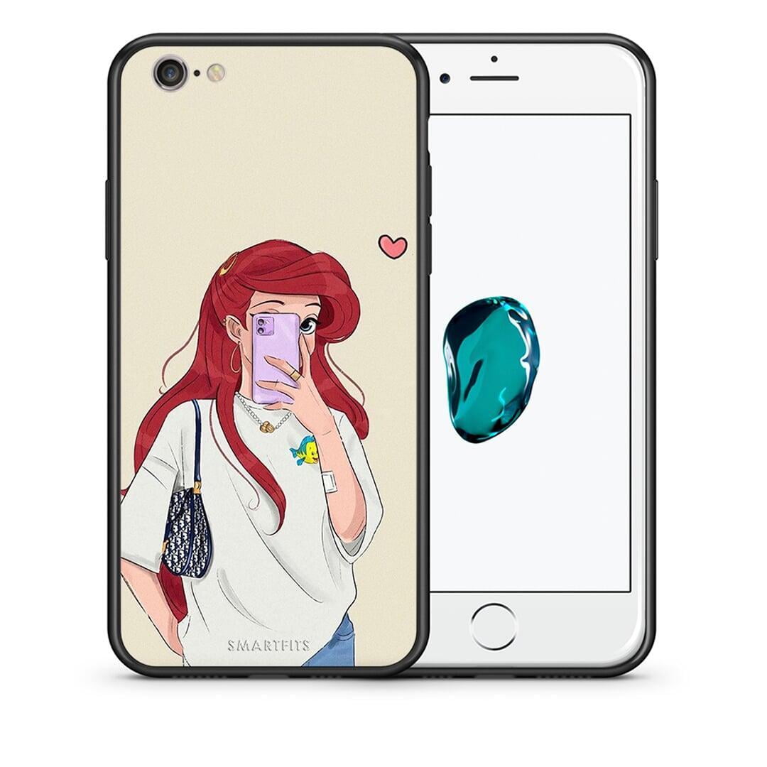 Θήκη iPhone 7 / 8 / SE 2020 Walking Mermaid από τη Smartfits με σχέδιο στο πίσω μέρος και μαύρο περίβλημα | iPhone 7 / 8 / SE 2020 Walking Mermaid case with colorful back and black bezels