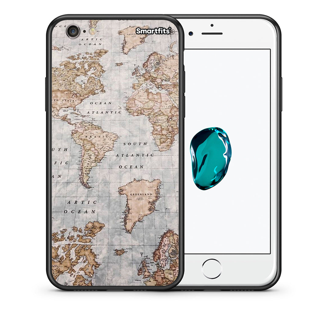 Θήκη iPhone 7 / 8 / SE 2020 World Map από τη Smartfits με σχέδιο στο πίσω μέρος και μαύρο περίβλημα | iPhone 7 / 8 / SE 2020 World Map case with colorful back and black bezels