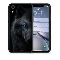 Thumbnail for Θήκη iPhone XR Dark Wolf από τη Smartfits με σχέδιο στο πίσω μέρος και μαύρο περίβλημα | iPhone XR Dark Wolf case with colorful back and black bezels