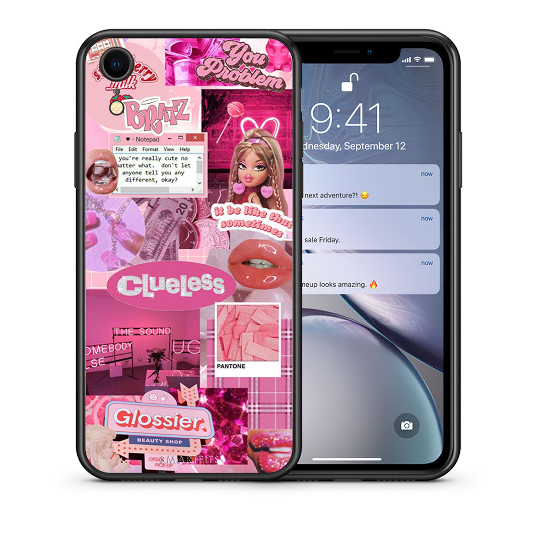 Θήκη Αγίου Βαλεντίνου iPhone XR Pink Love από τη Smartfits με σχέδιο στο πίσω μέρος και μαύρο περίβλημα | iPhone XR Pink Love case with colorful back and black bezels