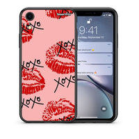Thumbnail for Θήκη iPhone XR XOXO Lips από τη Smartfits με σχέδιο στο πίσω μέρος και μαύρο περίβλημα | iPhone XR XOXO Lips case with colorful back and black bezels