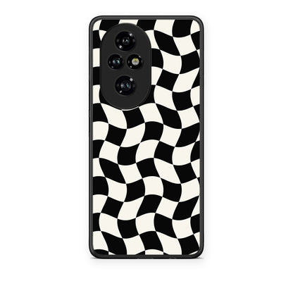 Θήκη Honor 200 Pro 5G Black and Cream Wavy Checkerboard από τη Smartfits με σχέδιο στο πίσω μέρος και μαύρο περίβλημα | Honor 200 Pro 5G Black and Cream Wavy Checkerboard case with colorful back and black bezels
