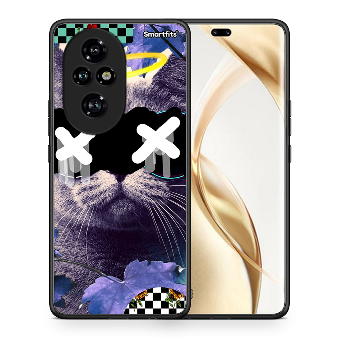 Θήκη Honor 200 Pro 5G Cat Collage από τη Smartfits με σχέδιο στο πίσω μέρος και μαύρο περίβλημα | Honor 200 Pro 5G Cat Collage case with colorful back and black bezels