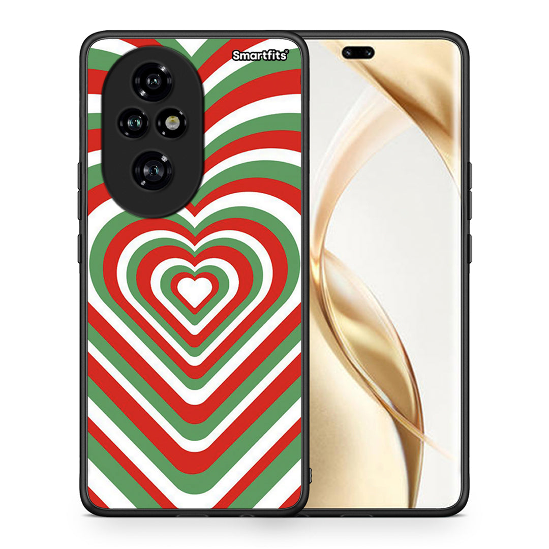 Θήκη Honor 200 Pro 5G Christmas Hearts από τη Smartfits με σχέδιο στο πίσω μέρος και μαύρο περίβλημα | Honor 200 Pro 5G Christmas Hearts case with colorful back and black bezels