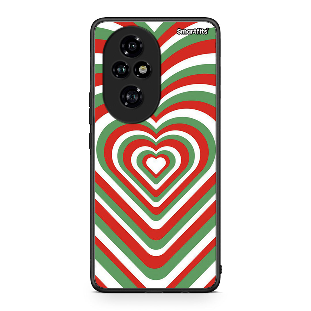 Honor 200 Pro 5G Christmas Hearts θήκη από τη Smartfits με σχέδιο στο πίσω μέρος και μαύρο περίβλημα | Smartphone case with colorful back and black bezels by Smartfits