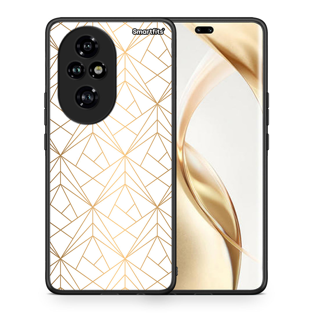 Θήκη Honor 200 Pro 5G Luxury White Geometric από τη Smartfits με σχέδιο στο πίσω μέρος και μαύρο περίβλημα | Honor 200 Pro 5G Luxury White Geometric case with colorful back and black bezels