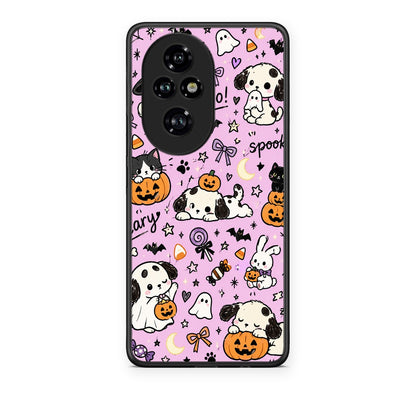 Θήκη Honor 200 Pro 5G Halloween Puppies and Friends on Lilac από τη Smartfits με σχέδιο στο πίσω μέρος και μαύρο περίβλημα | Honor 200 Pro 5G Halloween Puppies and Friends on Lilac case with colorful back and black bezels