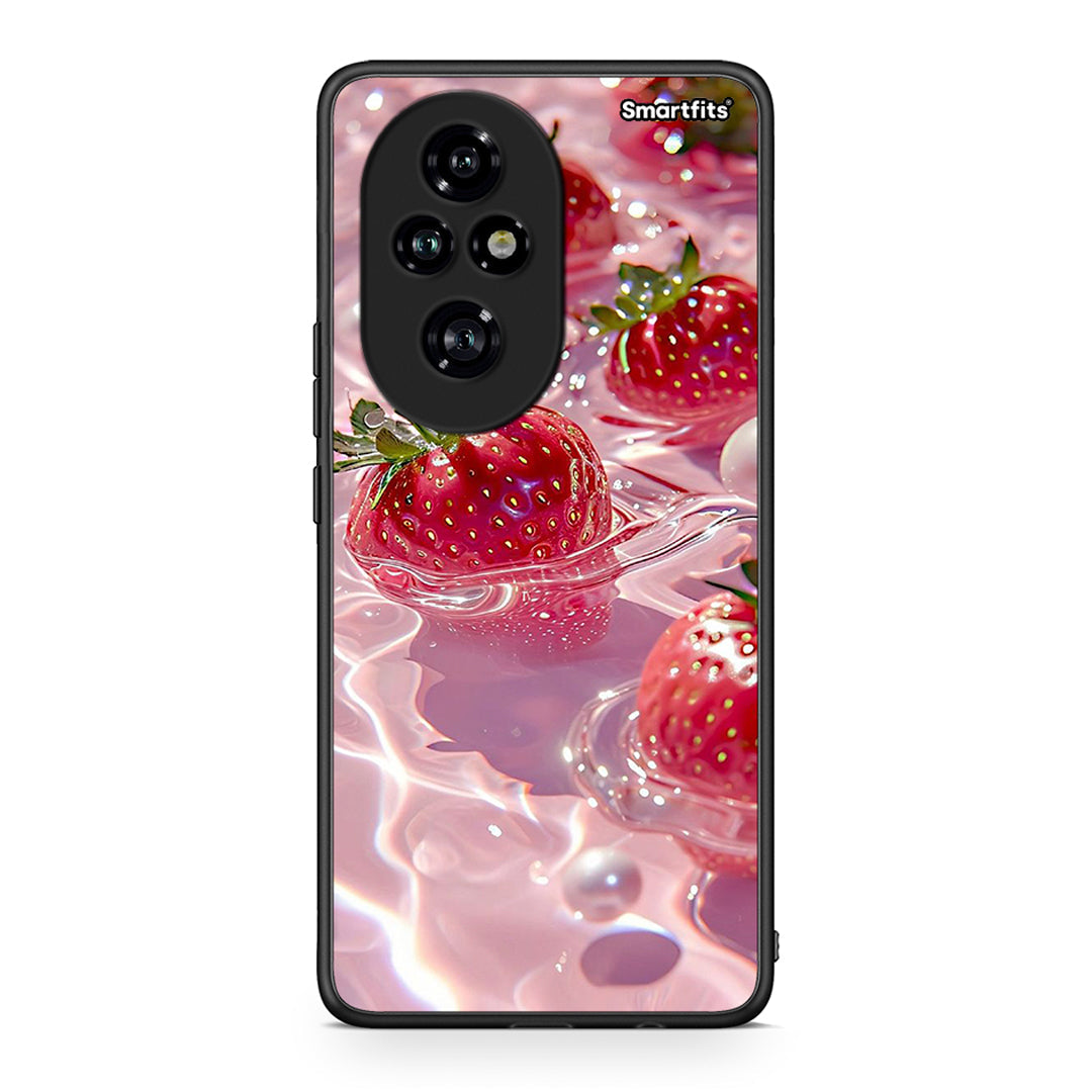 Honor 200 Pro 5G Juicy Strawberries θήκη από τη Smartfits με σχέδιο στο πίσω μέρος και μαύρο περίβλημα | Smartphone case with colorful back and black bezels by Smartfits