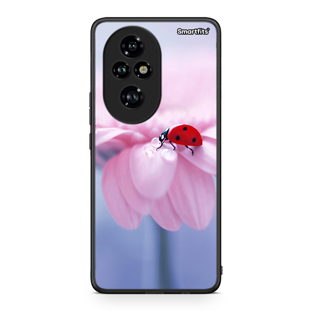 Honor 200 Pro 5G Ladybug Flower θήκη από τη Smartfits με σχέδιο στο πίσω μέρος και μαύρο περίβλημα | Smartphone case with colorful back and black bezels by Smartfits