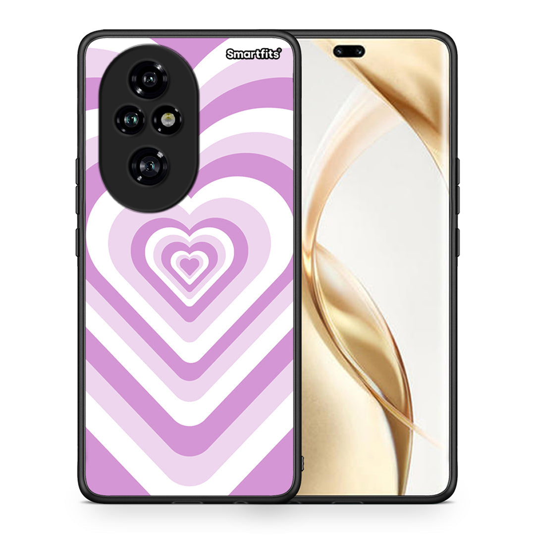 Θήκη Honor 200 Pro 5G Lilac Hearts από τη Smartfits με σχέδιο στο πίσω μέρος και μαύρο περίβλημα | Honor 200 Pro 5G Lilac Hearts case with colorful back and black bezels