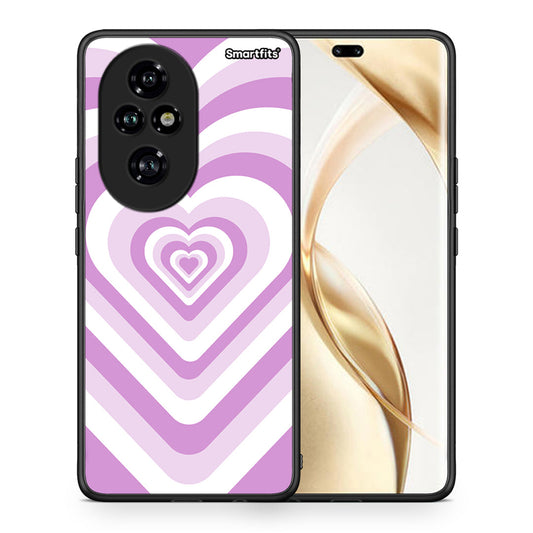 Θήκη Honor 200 Pro 5G Lilac Hearts από τη Smartfits με σχέδιο στο πίσω μέρος και μαύρο περίβλημα | Honor 200 Pro 5G Lilac Hearts case with colorful back and black bezels
