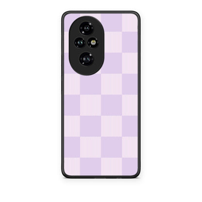 Θήκη Honor 200 Pro 5G Lilac and Cream Striped Checks από τη Smartfits με σχέδιο στο πίσω μέρος και μαύρο περίβλημα | Honor 200 Pro 5G Lilac and Cream Striped Checks case with colorful back and black bezels