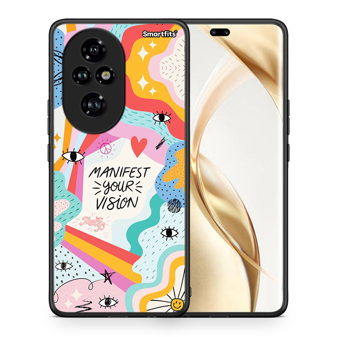 Θήκη Honor 200 Pro 5G Manifest Your Vision από τη Smartfits με σχέδιο στο πίσω μέρος και μαύρο περίβλημα | Honor 200 Pro 5G Manifest Your Vision case with colorful back and black bezels