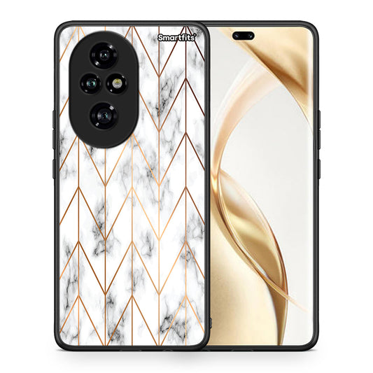 Θήκη Honor 200 Pro 5G Gold Geometric Marble από τη Smartfits με σχέδιο στο πίσω μέρος και μαύρο περίβλημα | Honor 200 Pro 5G Gold Geometric Marble case with colorful back and black bezels