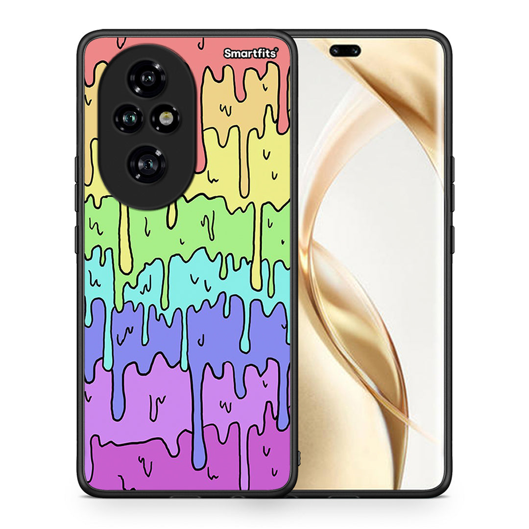 Θήκη Honor 200 Pro 5G Melting Rainbow από τη Smartfits με σχέδιο στο πίσω μέρος και μαύρο περίβλημα | Honor 200 Pro 5G Melting Rainbow case with colorful back and black bezels