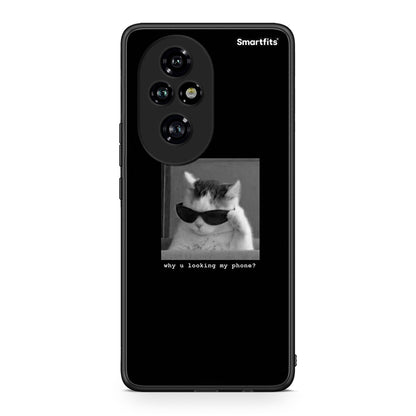 Honor 200 Pro 5G Meme Cat θήκη από τη Smartfits με σχέδιο στο πίσω μέρος και μαύρο περίβλημα | Smartphone case with colorful back and black bezels by Smartfits