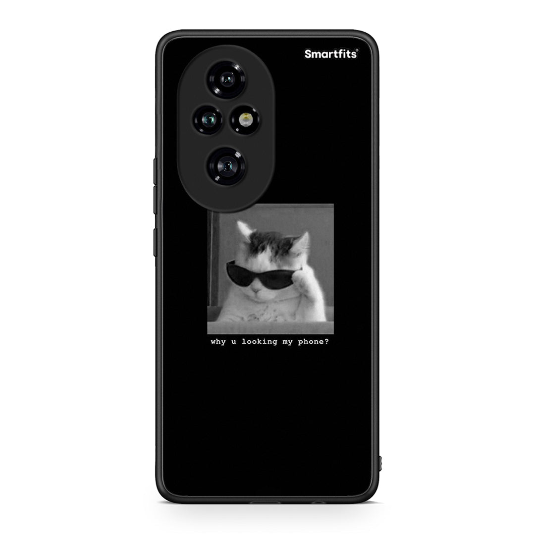 Honor 200 Pro 5G Meme Cat θήκη από τη Smartfits με σχέδιο στο πίσω μέρος και μαύρο περίβλημα | Smartphone case with colorful back and black bezels by Smartfits