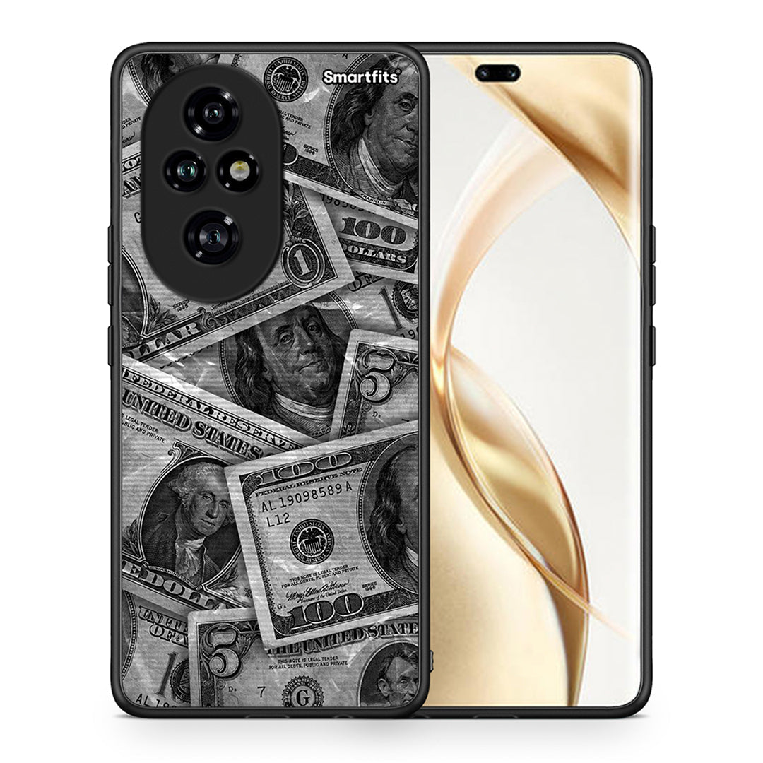 Θήκη Honor 200 Pro 5G Money Dollars από τη Smartfits με σχέδιο στο πίσω μέρος και μαύρο περίβλημα | Honor 200 Pro 5G Money Dollars case with colorful back and black bezels