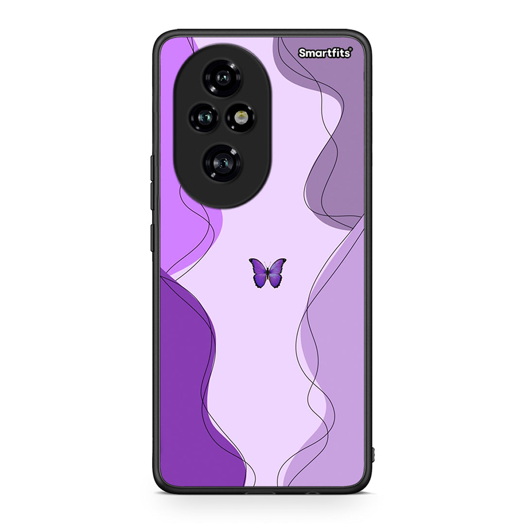 Honor 200 Pro 5G Purple Mariposa Θήκη Αγίου Βαλεντίνου από τη Smartfits με σχέδιο στο πίσω μέρος και μαύρο περίβλημα | Smartphone case with colorful back and black bezels by Smartfits