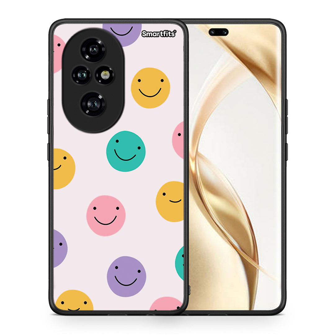 Θήκη Honor 200 Pro 5G Smiley Faces από τη Smartfits με σχέδιο στο πίσω μέρος και μαύρο περίβλημα | Honor 200 Pro 5G Smiley Faces case with colorful back and black bezels