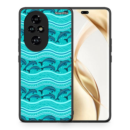 Θήκη Honor 200 Pro 5G Swimming Dolphins από τη Smartfits με σχέδιο στο πίσω μέρος και μαύρο περίβλημα | Honor 200 Pro 5G Swimming Dolphins case with colorful back and black bezels