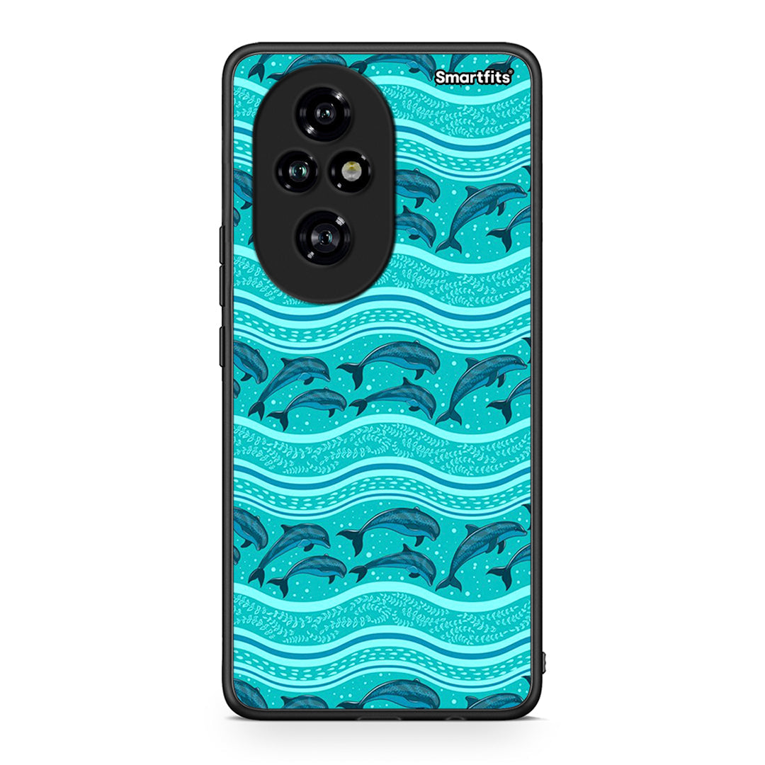 Honor 200 Pro 5G Swimming Dolphins θήκη από τη Smartfits με σχέδιο στο πίσω μέρος και μαύρο περίβλημα | Smartphone case with colorful back and black bezels by Smartfits