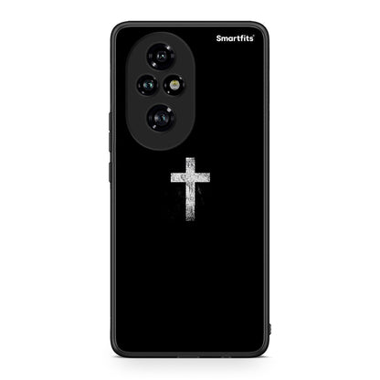 Honor 200 Pro 5G White Cross θήκη από τη Smartfits με σχέδιο στο πίσω μέρος και μαύρο περίβλημα | Smartphone case with colorful back and black bezels by Smartfits