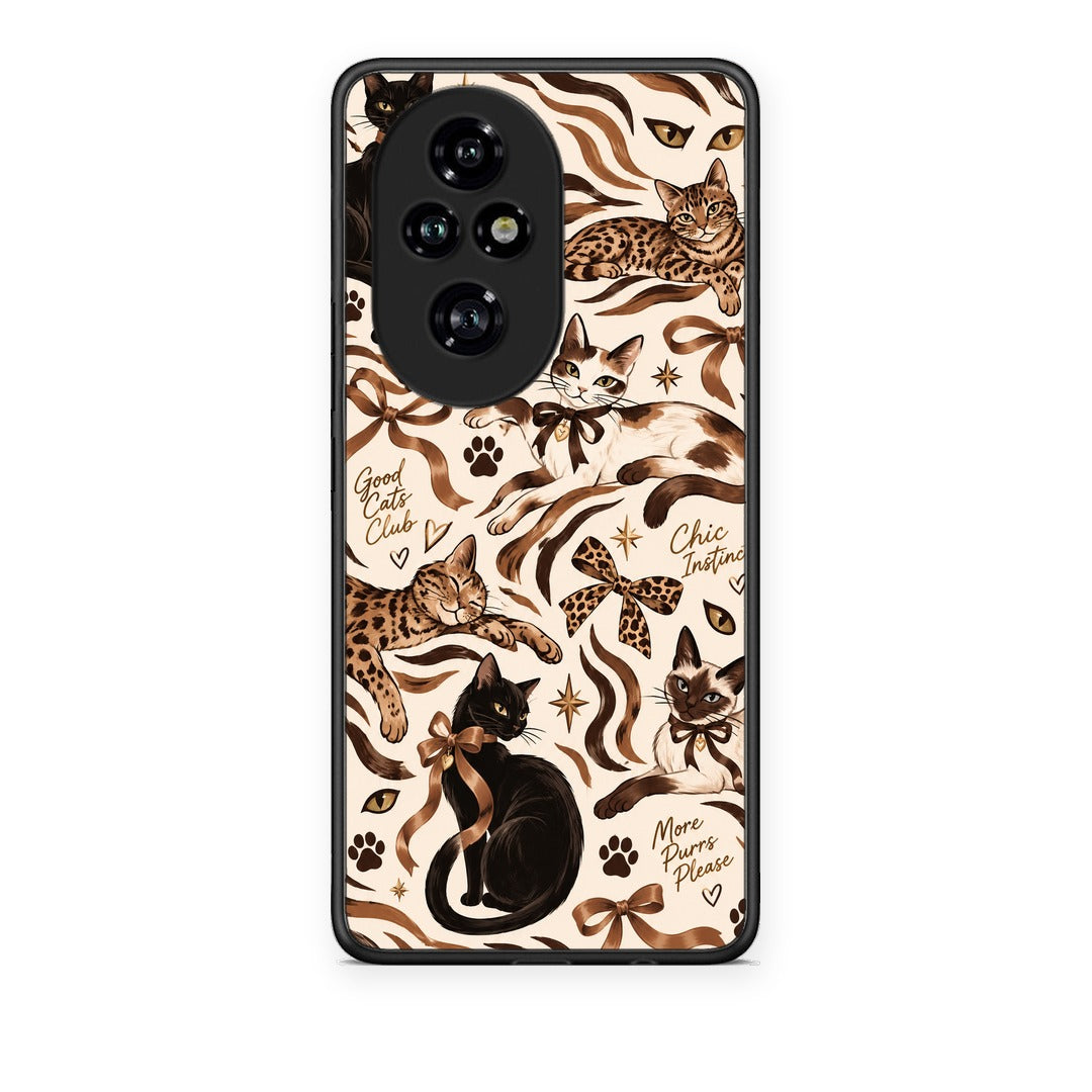 Θήκη Honor 200 Pro 5G Wild Cats and Animal Print Collage από τη Smartfits με σχέδιο στο πίσω μέρος και μαύρο περίβλημα | Honor 200 Pro 5G Wild Cats and Animal Print Collage case with colorful back and black bezels