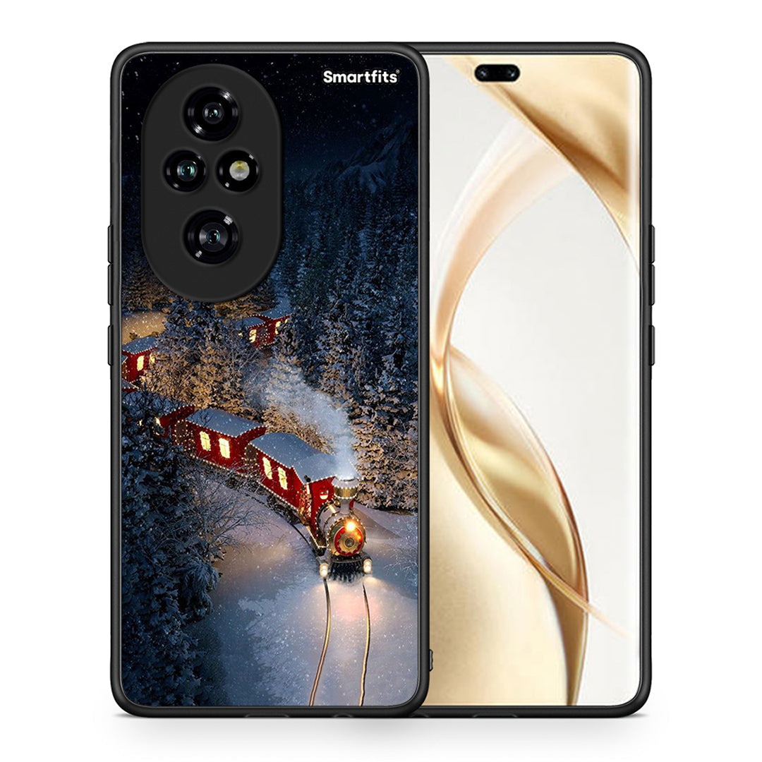 Θήκη Honor 200 Pro 5G Xmas Train από τη Smartfits με σχέδιο στο πίσω μέρος και μαύρο περίβλημα | Honor 200 Pro 5G Xmas Train case with colorful back and black bezels