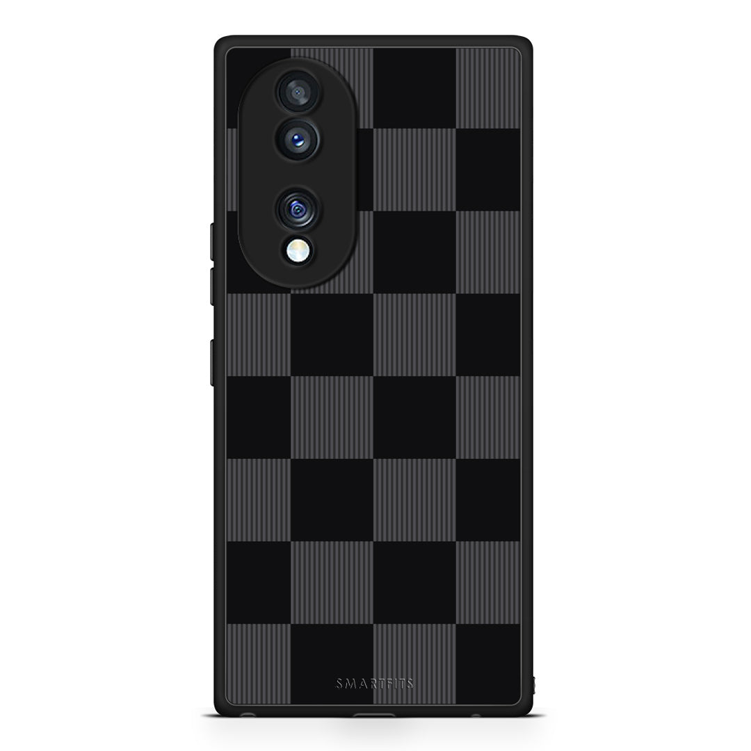 Θήκη Honor 70 5G Black and Charcoal Striped Checks από τη Smartfits με σχέδιο στο πίσω μέρος και μαύρο περίβλημα | Honor 70 5G Black and Charcoal Striped Checks case with colorful back and black bezels