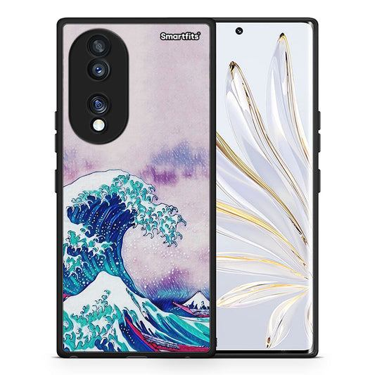 Θήκη Honor 70 5G Blue Waves από τη Smartfits με σχέδιο στο πίσω μέρος και μαύρο περίβλημα | Honor 70 5G Blue Waves Case with Colorful Back and Black Bezels