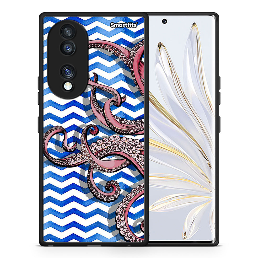 Θήκη Honor 70 5G Chevron Devilfish από τη Smartfits με σχέδιο στο πίσω μέρος και μαύρο περίβλημα | Honor 70 5G Chevron Devilfish Case with Colorful Back and Black Bezels