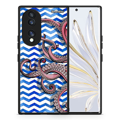 Θήκη Honor 70 5G Chevron Devilfish από τη Smartfits με σχέδιο στο πίσω μέρος και μαύρο περίβλημα | Honor 70 5G Chevron Devilfish Case with Colorful Back and Black Bezels