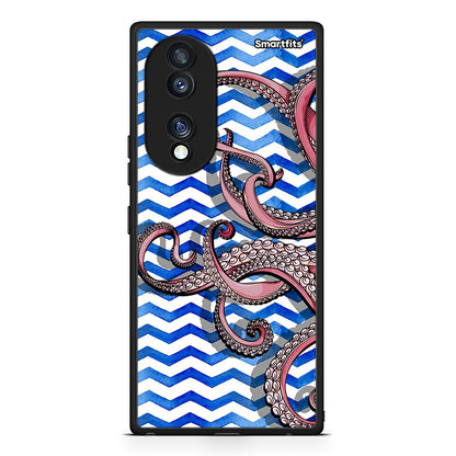 Θήκη Honor 70 5G Chevron Devilfish από τη Smartfits με σχέδιο στο πίσω μέρος και μαύρο περίβλημα | Honor 70 5G Chevron Devilfish Case with Colorful Back and Black Bezels