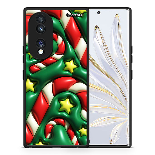 Θήκη Honor 70 5G Christmas Bubbles από τη Smartfits με σχέδιο στο πίσω μέρος και μαύρο περίβλημα | Honor 70 5G Christmas Bubbles Case with Colorful Back and Black Bezels