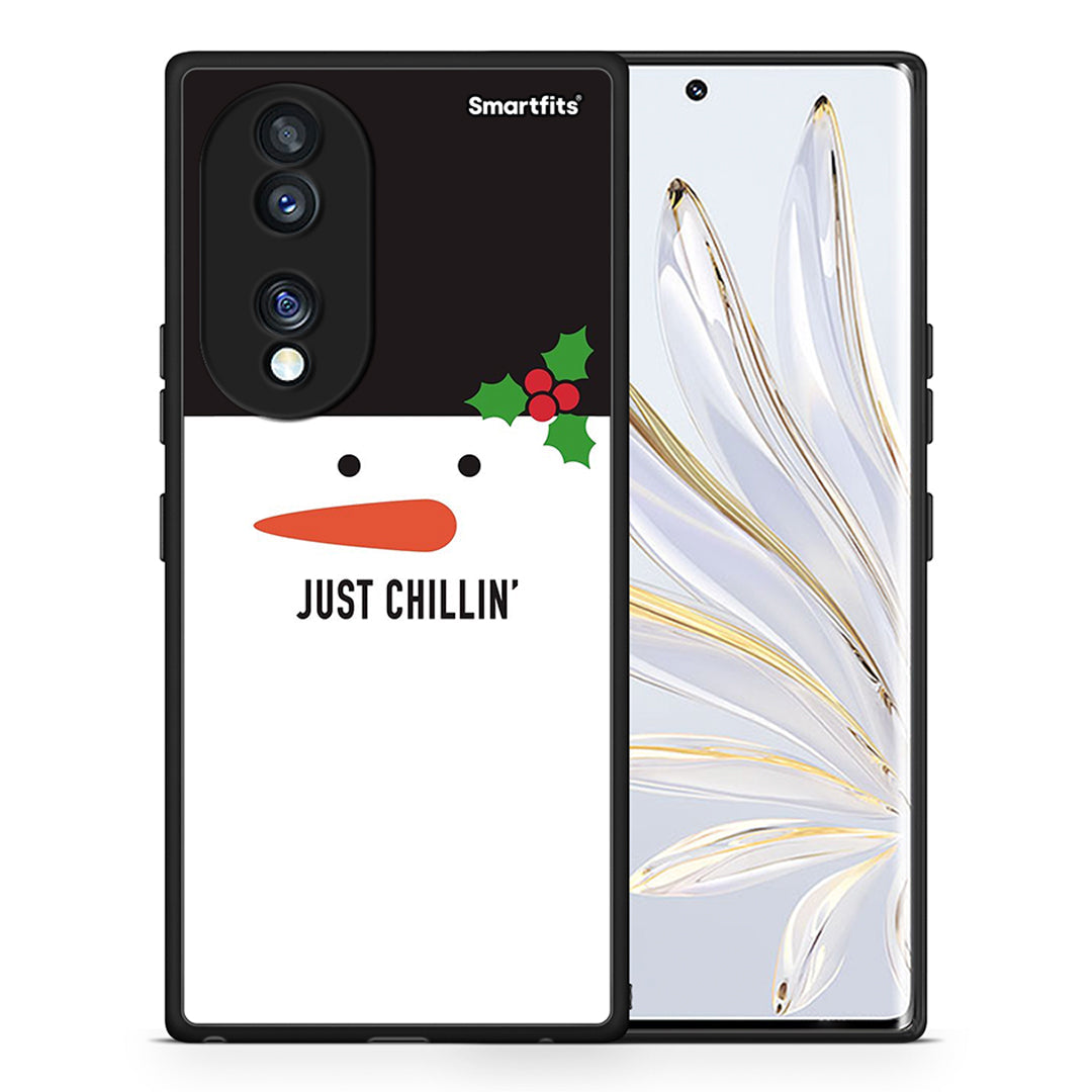 Θήκη Honor 70 5G Christmas Chillin από τη Smartfits με σχέδιο στο πίσω μέρος και μαύρο περίβλημα | Honor 70 5G Christmas Chillin Case with Colorful Back and Black Bezels