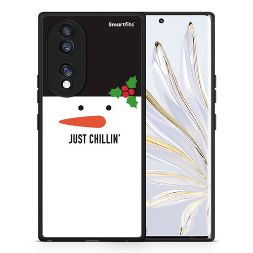 Θήκη Honor 70 5G Christmas Chillin από τη Smartfits με σχέδιο στο πίσω μέρος και μαύρο περίβλημα | Honor 70 5G Christmas Chillin Case with Colorful Back and Black Bezels