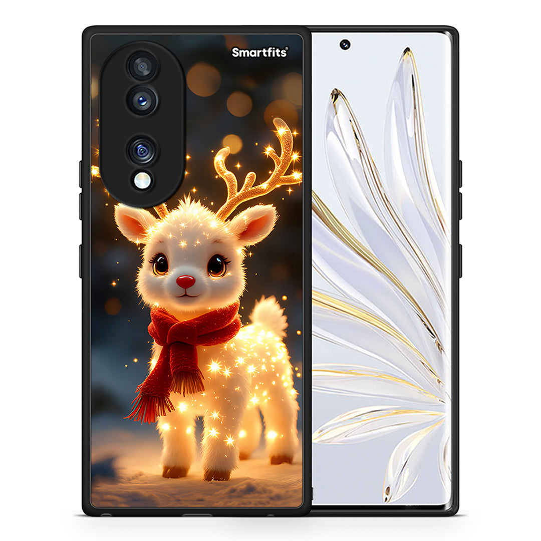 Θήκη Honor 70 5G Christmas Cutie από τη Smartfits με σχέδιο στο πίσω μέρος και μαύρο περίβλημα | Honor 70 5G Christmas Cutie Case with Colorful Back and Black Bezels