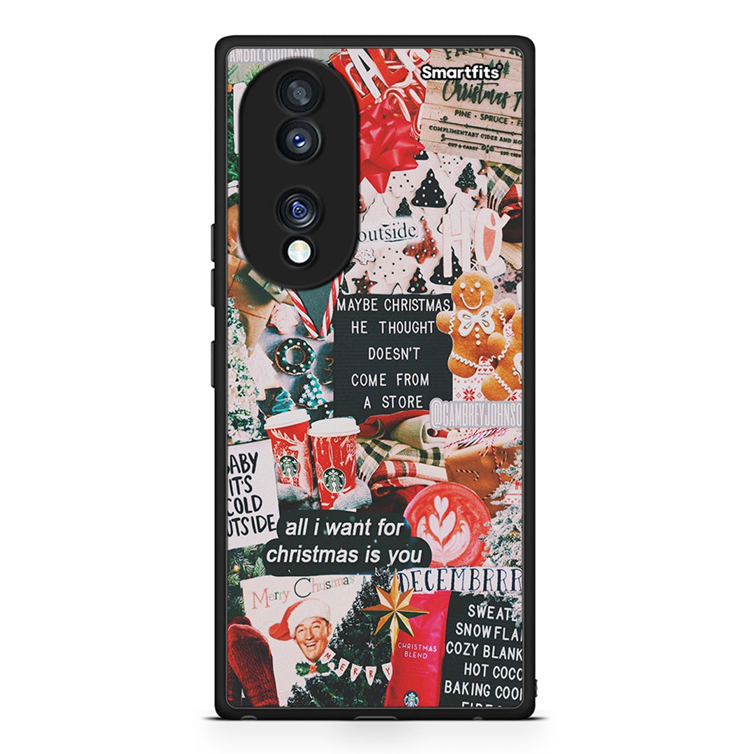 Θήκη Honor 70 5G Christmas Happiness από τη Smartfits με σχέδιο στο πίσω μέρος και μαύρο περίβλημα | Honor 70 5G Christmas Happiness Case with Colorful Back and Black Bezels