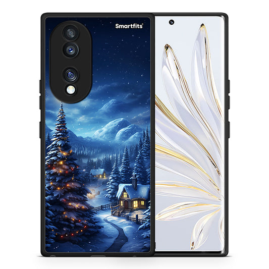 Θήκη Honor 70 5G Christmas Scenery από τη Smartfits με σχέδιο στο πίσω μέρος και μαύρο περίβλημα | Honor 70 5G Christmas Scenery Case with Colorful Back and Black Bezels