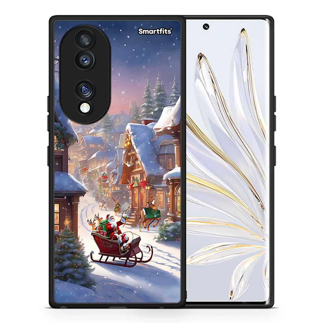 Θήκη Honor 70 5G Christmas Snow από τη Smartfits με σχέδιο στο πίσω μέρος και μαύρο περίβλημα | Honor 70 5G Christmas Snow Case with Colorful Back and Black Bezels