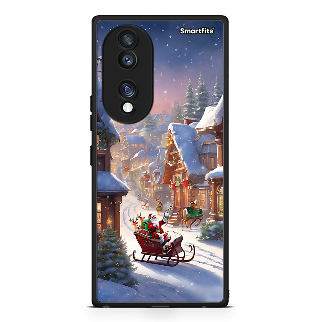 Θήκη Honor 70 5G Christmas Snow από τη Smartfits με σχέδιο στο πίσω μέρος και μαύρο περίβλημα | Honor 70 5G Christmas Snow Case with Colorful Back and Black Bezels