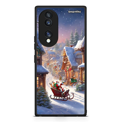 Θήκη Honor 70 5G Christmas Snow από τη Smartfits με σχέδιο στο πίσω μέρος και μαύρο περίβλημα | Honor 70 5G Christmas Snow Case with Colorful Back and Black Bezels